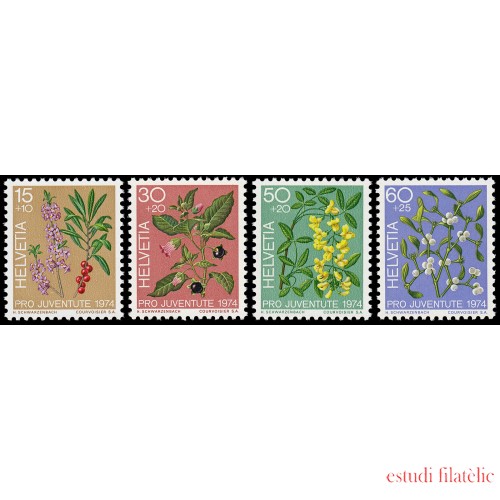 Suiza Switzerland 972/75 1974 Pro juventud Plantas venenosas del bosque MNH