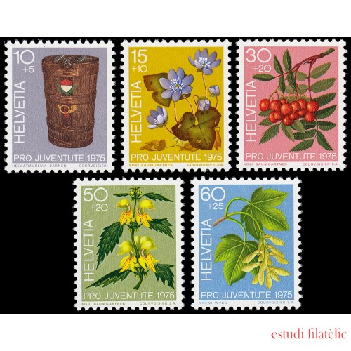 Suiza Switzerland 994/98 1975 Pro juventud Plantas ornamentales del bosque, día del sello MNH