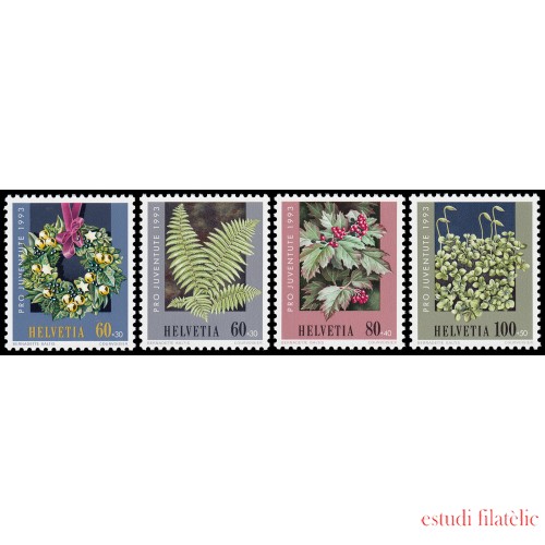 Suiza Switzerland 1440/43 1993 Pro juventud Navidad Plantas del bosque MNH