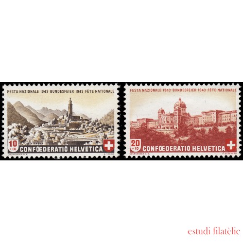 Suiza Switzerland 385/86 1943 Fiesta Nacional MNH