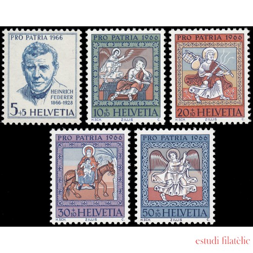 Suiza Switzerland 769/73 1966 Pro patria Heinrich Federer MNH