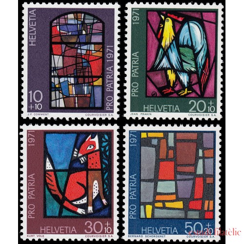 Suiza Switzerland 878/81 1971 Pro patria Pinturas sobre vidrio en el arte sacro MNH