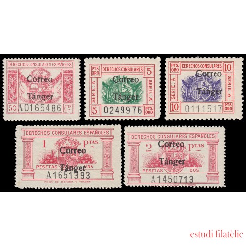 Tánger 142/46 1938 Sellos de derechos consulares MNH