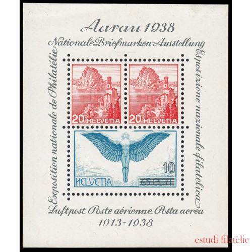 Suiza Switzerland HB 4 1938 Exposición Filatélica Nacional de Aarau MH