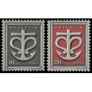 Suiza Switzerland 403/04 1945 Obras de asistencia a la guerra Escudo MNH