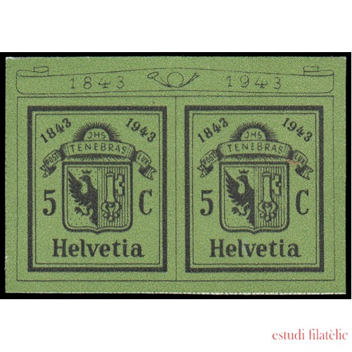 Suiza Switzerland SH procedente de hojita HB 10 1943 Centenario del sello Suizo MNH