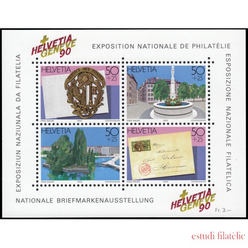 Suiza Switzerland HB 26 1990 Exposición nacional de sellos Ginebra MNH