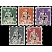 Suiza Switzerland Servicios 141/45 1938 Helvetia con espada Cruz sobreimpresa MNH