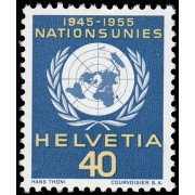 Suiza Switzerland Servicios 362 1955 10 aniv. de Naciones Unidas MNH