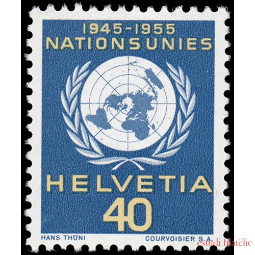 Suiza Switzerland Servicios 362 1955 10 aniv. de Naciones Unidas MNH