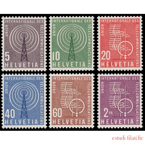 Suiza Switzerland  Servicios 393/98 1958 Centenario de la Unión Internacional de Telecomunicaciones I.T.U. MNH