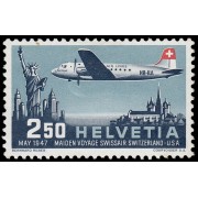 Suiza Switzerland A-41 1947 Primer enlace aéreo Suiza - Estados Unidos MH