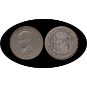 España 5 Pesetas Plata Duro 1888 *88 MP M Alfonso XIII