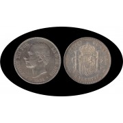 España 5 Pesetas Plata Duro 1884 *84 MS M Alfonso XII