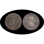 España 5 Pesetas Plata Duro 1893 *93 PG L Alfonso XIII