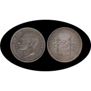 España 5 Pesetas Plata Duro 1885 *87 MS M Alfonso XII