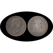 España 5 Pesetas Plata Duro 1875 *75 DE M Alfonso XII