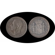 España 5 Pesetas Plata Duro 1885 *87 MP M Alfonso XII