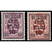 Bélgica 333/34 1932 Sellos de 1929-32 con sobrecarga MNH