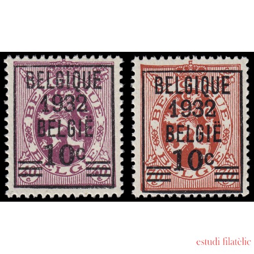 Bélgica 333/34 1932 Sellos de 1929-32 con sobrecarga MNH