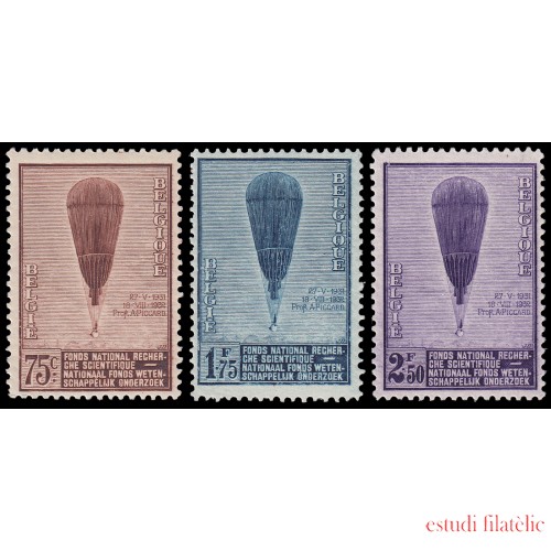 Bélgica 353/55 1932 El globo de August Piccard MNH