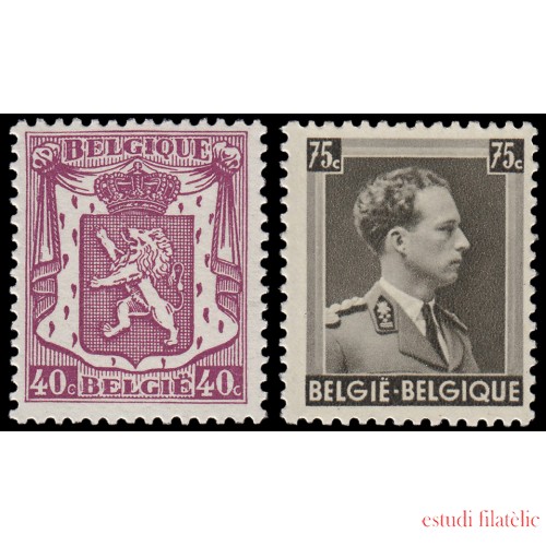 Bélgica 479/80 1938 Escudo de armas Leopoldo III MNH