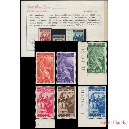 Vaticano 66/71 1935 Congreso jurídico Roma  Gregorio IX MNH