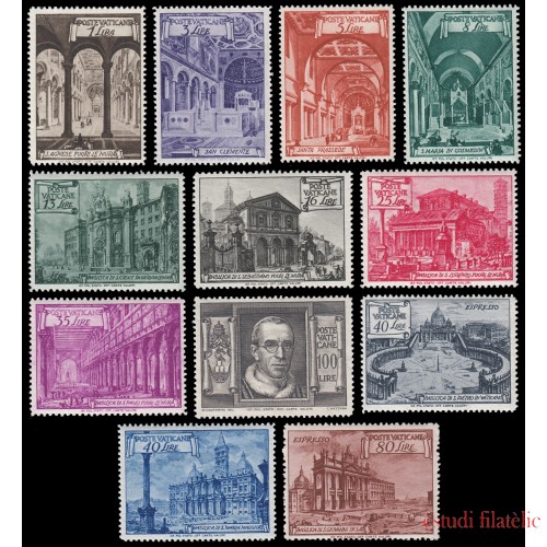 Vaticano 140/49 +11/12 Expres 1949 Iglesias y Basílicas Romanas MNH