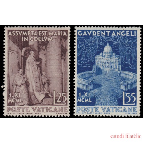 Vaticano 161/62 1951  Pio XII y basílica MNH