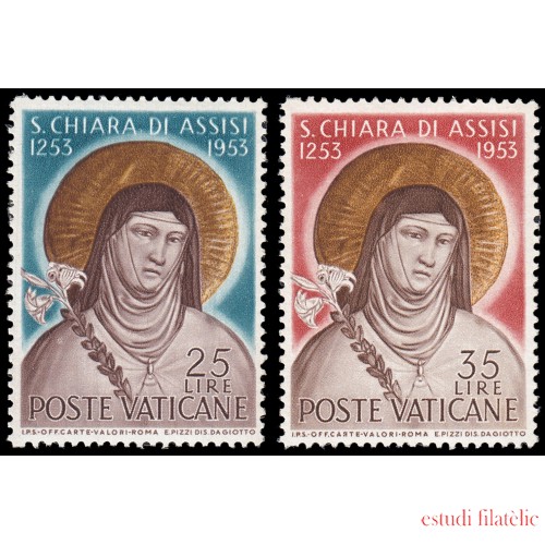 Vaticano 187/88 1953 Santa Clara MNH