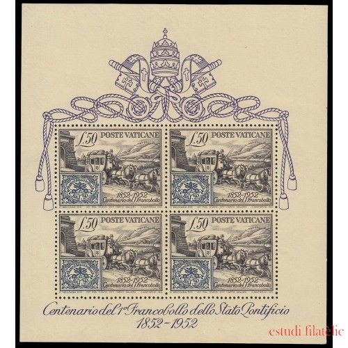 Vaticano HB 1 1952 Cent. del sello de los Estados de la Iglesia ( Carruaje, caballo, escudo vaticano ) MNH