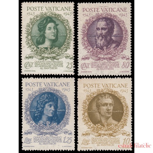 Vaticano 105/08 1943 4º Centenario de la Academia vaticana Efigies MNH