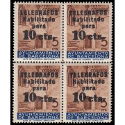 Barcelona Telégrafos 9 1936 Puerta Gótica Ayuntamiento Bl.4MNH