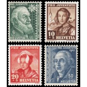 Suiza Switzerland 380/83 1942 Pro juventud N. Riggenbach y K. Escher von der Linth MNH