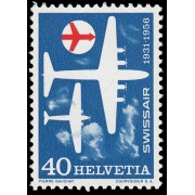 TRA2  Suiza Switzerland 575 1956  25 aniv. de la compañía aérea Swissair  MNH