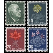 Suiza Switzerland 445/48 1947 Pro juventud J. Burckhardt Flores Flowers MNH