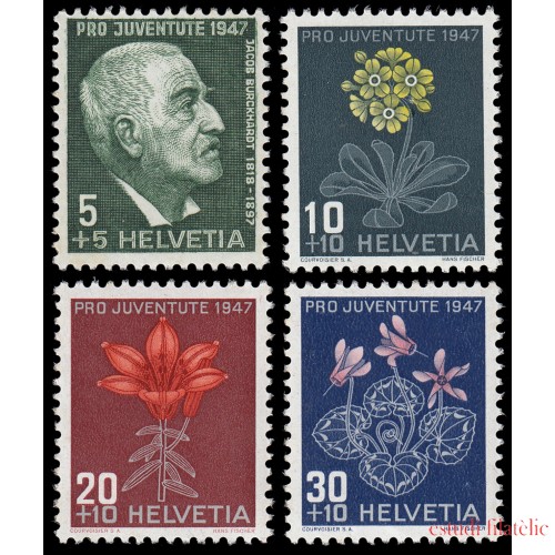 Suiza Switzerland 445/48 1947 Pro juventud J. Burckhardt Flores Flowers MNH