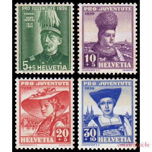 Suiza Switzerland 344/47 1939 Pro juventud  General Hans Herzog MNH