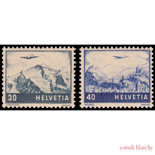 Suiza Switzerland A-42/43 1948 Avión sobre paisajes MNH