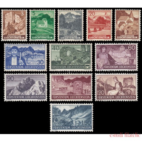 Liechtenstein 141/52 1937-38  Paisajes y castillos MNH