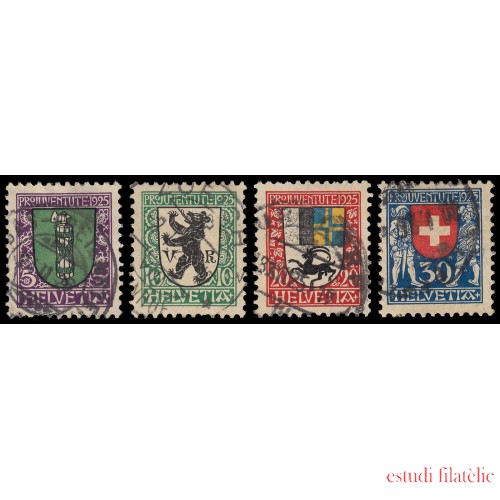 Suiza Switzerland 218/21 1925 Pro juventud Escudo de armas de cantones o Suiza Usados