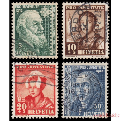 Suiza Switzerland 380/83 1942 Pro juventud N. Riggenbach y K. Escher von der Linth Usados