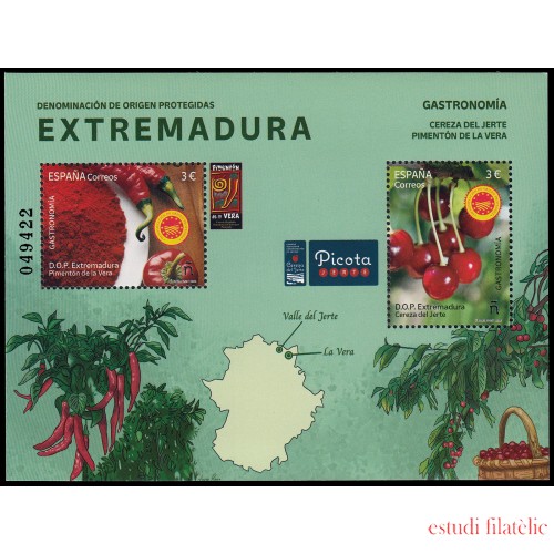 España Spain 5732 2024 Gastronomía D.O. protegidas de Extremadura Hojita MNH