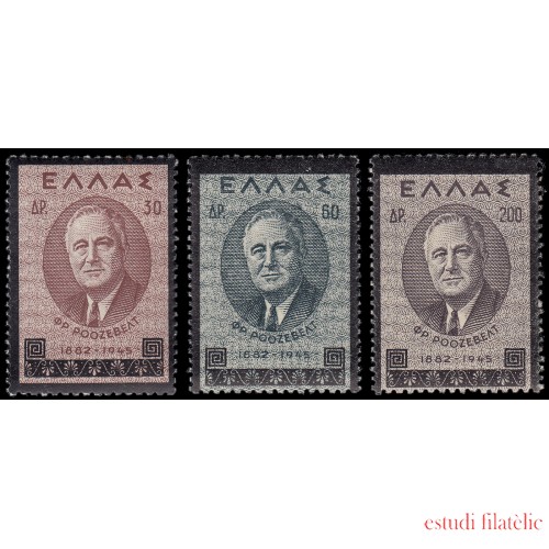 Grecia 518/20 1945 Sellos en memoria del Presidente Roosevelt MNH