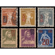 Suiza Switzerland 179/84 1921 Sellos de 1907/17 sobrecargados Usados