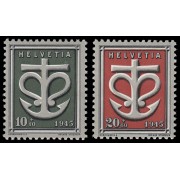 Suiza Switzerland 403/04 1945 Obras de asistencia a la guerra Escudo MH