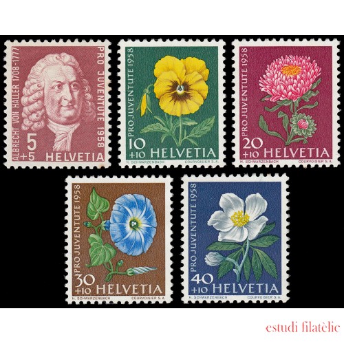 Suiza Switzerland 616/20 1958 Pro juventud Flores flowers MNH