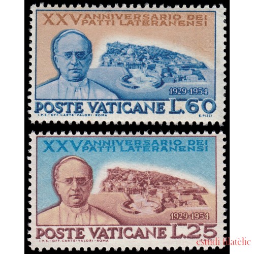 Vaticano 192/93 1954 25 aniv. de los acuerdos de Letran MNH