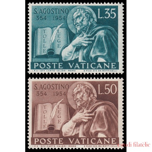 Vaticano 205/06 1954 1600 aniv. del nacimiento de San Agustín MNH