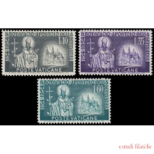 Vaticano 210/12 1955 1200 aniv. de la muerte de San Bonifacio MNH